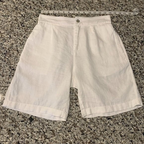Tahari Women's Shorts 100% Linen Bermuda White Office Beach Summer Vacation S - Picture 2 of 8